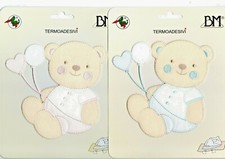 APPLICAZIONI TERMOADESIVE "ORSETTO CON PALLONCINI " DECORAZIONE PER COPERTINA