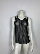 Blugirl blumarine maglia donna usato top S blusa trasparente nero plisse T7070