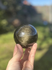 Sfera GOLDEN OBSIDIAN ossidiana nera gold - Reiki Cristalli Minerali 7.2 Cm 465g