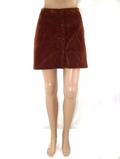 Gonna Corta Mini Da Donna Marrone Scamosciata Trapezio Svasata Taglia 42 Medium
