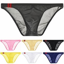 Uomo Sexy Biancheria Intima Traspirante Trasparente Slip Vita Bassa Mutande M