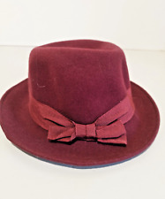 Cappello da donna invernale rosso porpora elegante 100% lana anni '80