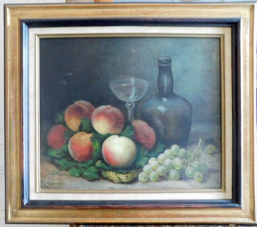 Olio tela natura morta - su,