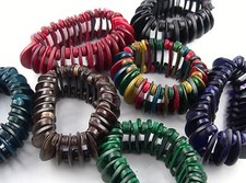 NATURALE ALLA MODA ETNICO LEGNO Bracciale mezzaluna e rotondi Disco