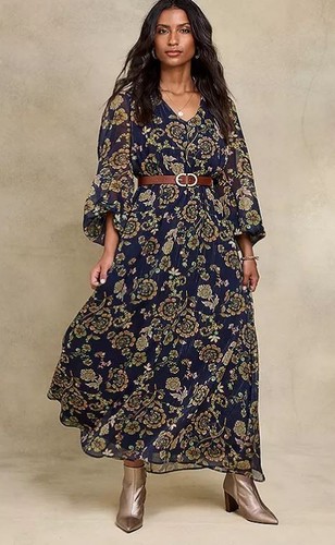 Abito maxi fiori blu navy - abito, a