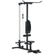 SPORTNOW Stazione Fitness Multifunzione con Lat Machine e Sedile Regolabile