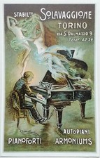 CARTOLINA PUBBLICITARIA SOLAVAGGIONE TORINO SANTANA FIRMATA PIANOFORTI PIANO