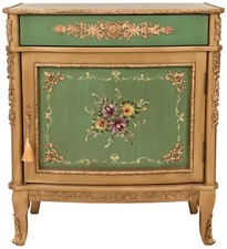 Credenza antica buffet bombato con anta B020 / 81x47x92 cm verde oro