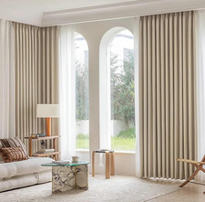 Tende Da Finestra a Vetro Oscuranti, 200X270Cm Tinta Unita Con Texture Tende Osc