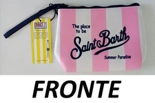 MC2 Saint Barth pochette con zip righe bianche e rosa nuova con cartellino