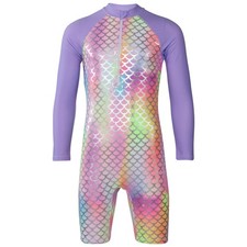 Costume da bagno bambina ragazza arcobaleno con cappello surf immersioni asciugatura rapida costume da bagno