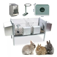 Gabbia per conigli fattrici 2 nidi chiusi esterni, 2 mangiatoia, 2 abbeveratoi