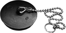 TAPPO PER LAVABO LAVANDINO IN GOMMA NERO CON CATENELLA VARIE MISURE