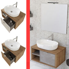 MOBILE BAGNO SOSPESO CM 80 CASSETTO RIPIANO E LAVABO SPECCHIO LED DOMUS 3 COLORI