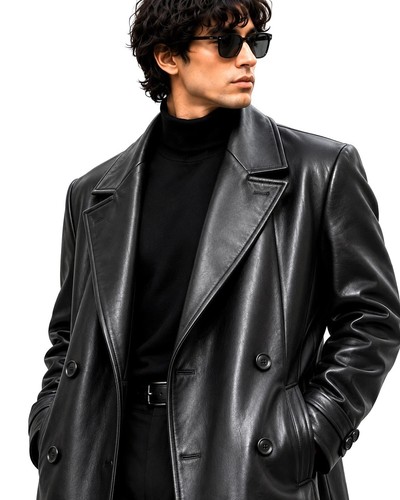 Trench cappotto uomo pelle
