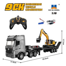 Huina 1522 RC camion e rimorchio con escavatore veicolo da costruzione modellino giocattolo