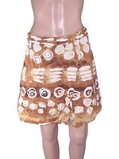 Esseci Gonna Corta Taglia 46 W32 Xl Svasata A Portafoglio Stampa Etnica Vintage