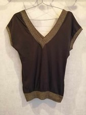 T-shirt marron et doré coton