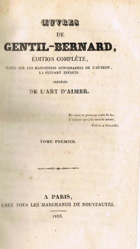 Oeuvres gentil bernard 1833 - ,