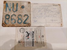 TARGA + LIBRETTO CIRCOLAZIONE + F.C. NU 8682 MOTO GUZZI 110 ZIGOLO del 1960