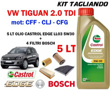 KIT TAGLIANDO OLIO CASTROL EDGE 5W30 5LT+4 FILTRI BOSCH TIGUAN 2.0 TDI CFF CFG