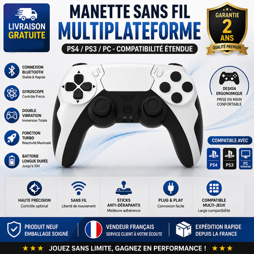 Manette sans fil ps4 - fil, pc
