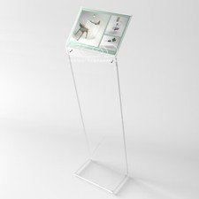 Leggio porta menu e avvisi in plexiglass trasparente per A4 orizzontale