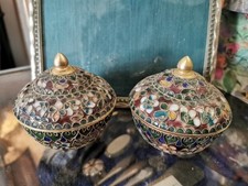 antica coppia vaso cloisonne a rilievo smalto cloisonné russo