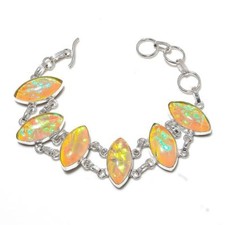 Bracciale gioiello etnico fatto a mano argento 925 pietra preziosa opale...