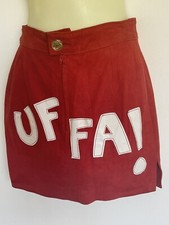 MOSCHINO Couture Minigonna Vintage Rosso Pelle Scamosciata Tipo Lettere UFFA ...