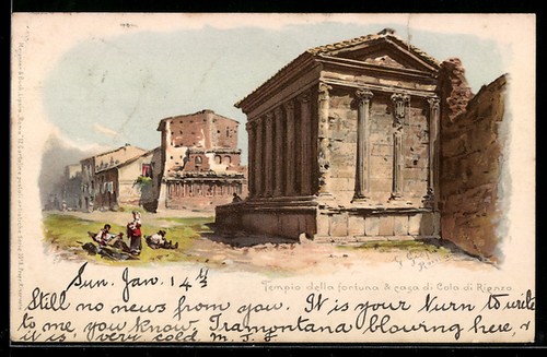 Litografia roma tempio della - roma,,