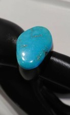 Anello in ebano e spola di vero turchese Arizona