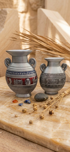 Set vaso metallico rilievo - metallico, in