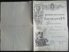 DIPLOMA CORPO AGENTI POLIZIA DI STATO PS CONGEDO BRIGADIERE 1940 ATTESTATO