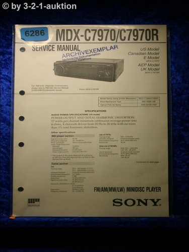 Manuale servizio sony mdx - servizio,