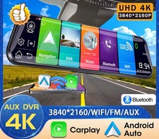 Specchio Retrovisore Auto Dash Cam 10" WiFi Full 1080P 4K  Carplay e Android DVR