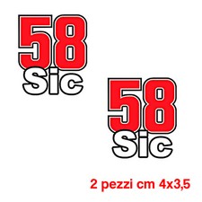 2 pezzi ADESIVO MARCO SIMONCELLI 58 SIC SUPERSIC ...UFFICIAL...VERNICIABILI!