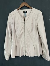 Giacca blazer in pelle rosa blush vegan taglia grande, fondo peplo