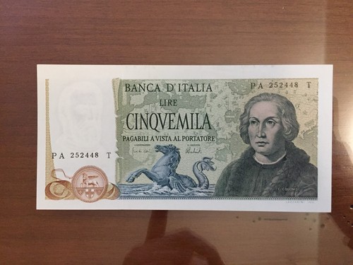 Banconota lire 5000 - 5000, colombo