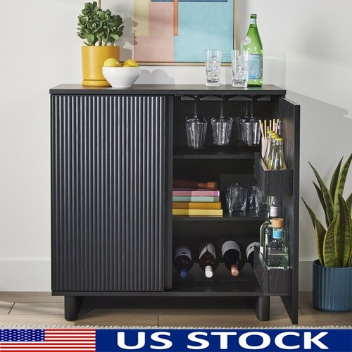 Fluted bar cabinet - bar, w/