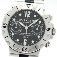Orologio Uomo Automatico BVLGARI Diagono Scuba SCB38S Cronografo Quadrante Nero_907651
