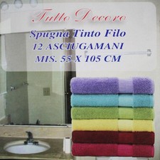 Set 12 pz Teli Asciugamani Viso Spugna 100% Cotone B&B Hotel Parrucchiere