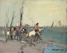 DE CERCE BRUNO - UOMINI e CAVALLI  MEN AND HORSES Dipinto OriginaleOlio su Tela