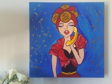 QUADRO MODERNO ASTRATTO DIPINTO A MANO PIN UP 50x50x4cm  RIF54