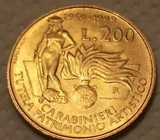 REPUBBLICA ITALIANA - CARABINIERI - TUTELA PATRIMONIO ARTISTICO - 200 LIRE 1999