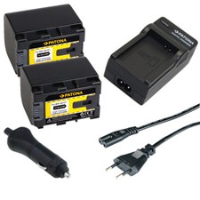 2x Batteria Patona + Caricabatteria casa/auto per Jvc Everio GZ-MG760AA