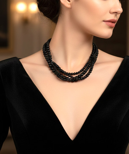 Collana nera multi - collana, multi-filo