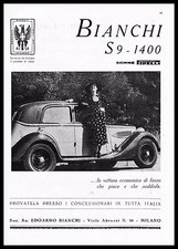 PUBBLICITA' 1936 AUTO BIANCHI MILANO S9 1400 ECONOMIA LUSSO F.I.V. TREVIGLIO CAR