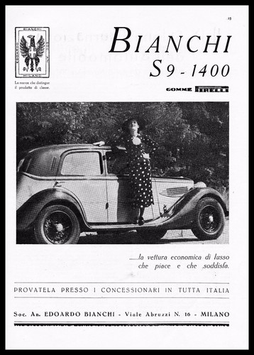 Pubblicita 1936 auto bianchi - 1936,