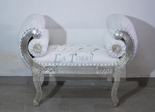 Dormeuse divano panca cinese panchetta argento ecopelle bianca swarovski Ar079